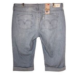 NEW Levi’s Denim Striped Capris Size 12 Petite Blue White Coastal Nautical NWT